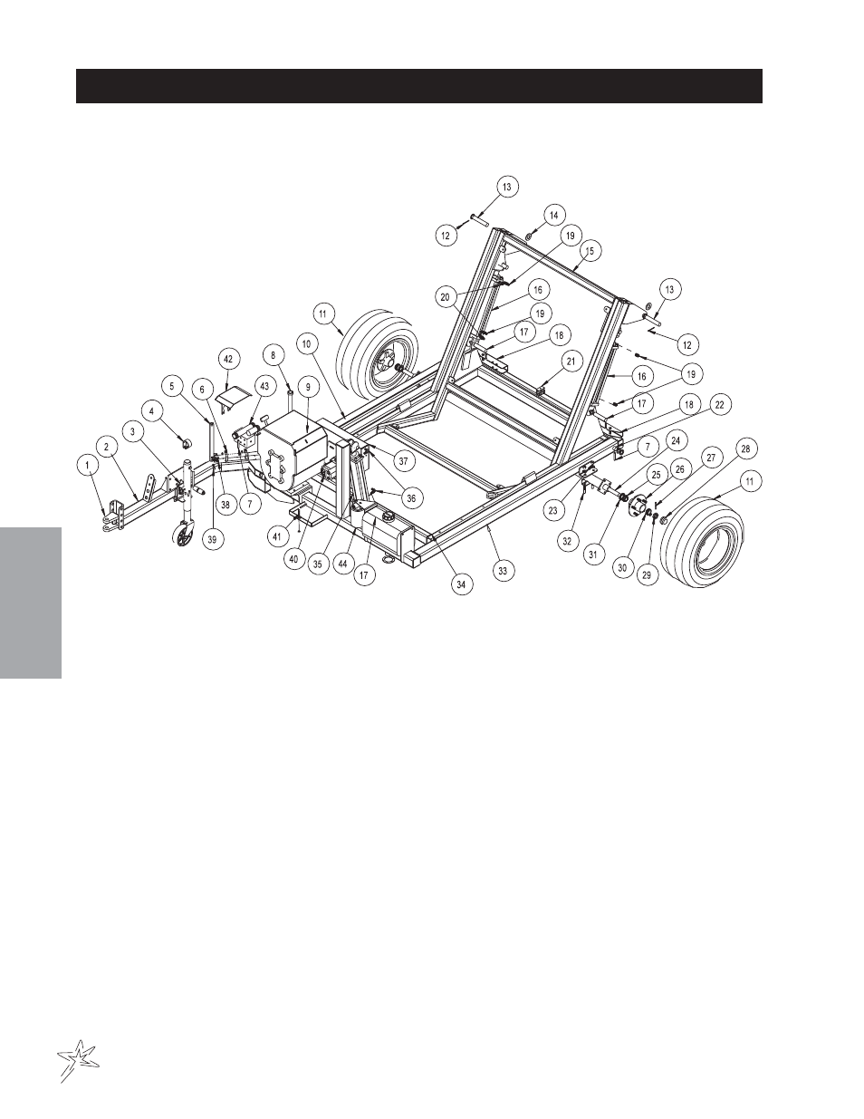 Main frame p48he high dump engine drive drawing | Smithco Sweep Star P48 (sn 7800 – 7876) Operator Manual User Manual | Page 34 / 58