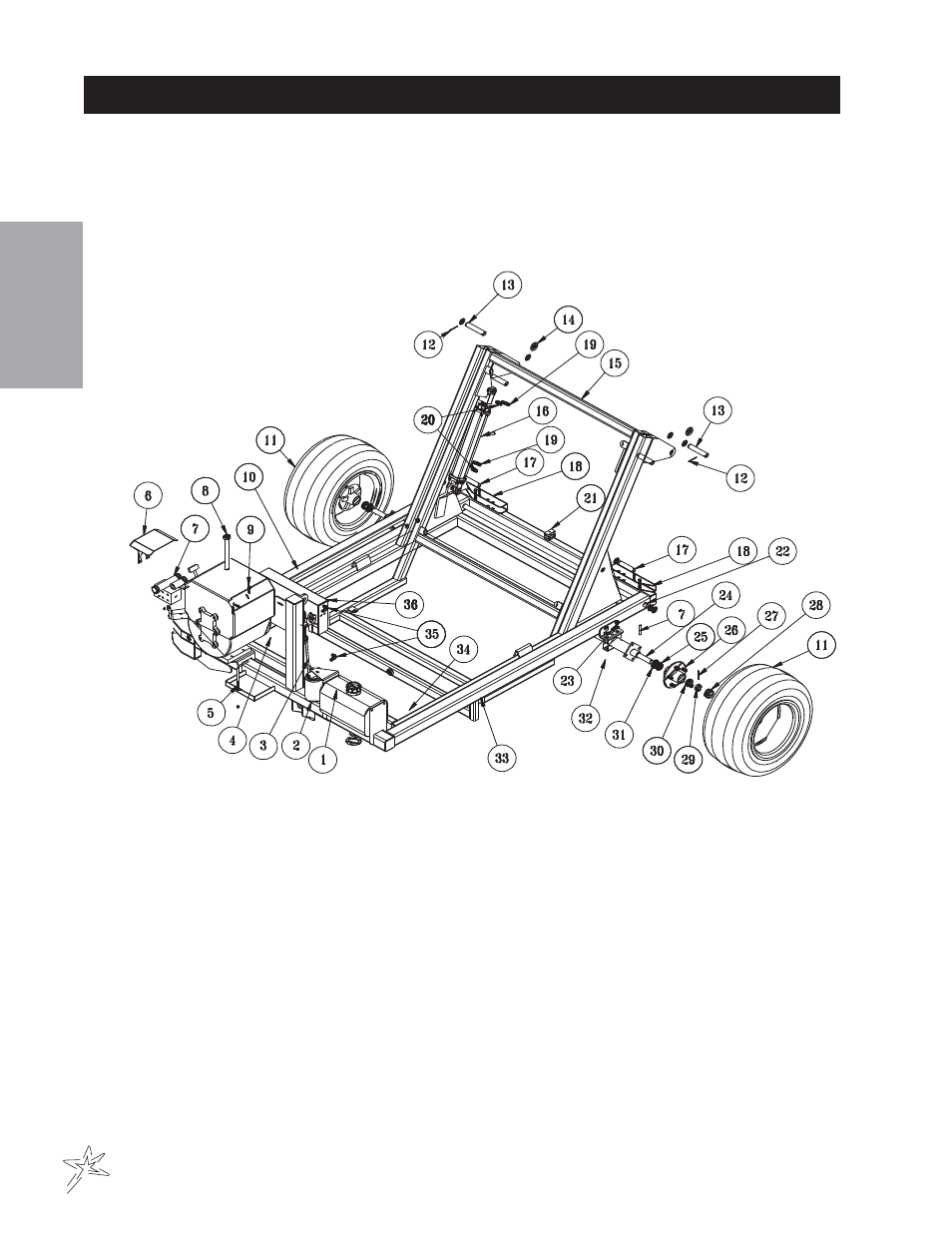 Main frame p48he high dump engine drive drawing | Smithco Sweep Star P48 (sn 7961 – Current) Operator Manual User Manual | Page 20 / 40