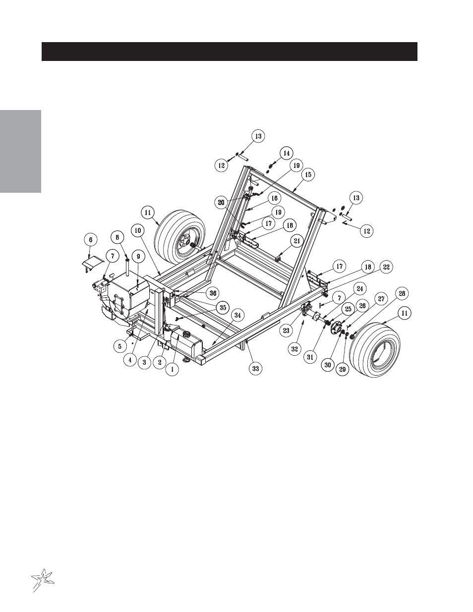 Main frame p48he high dump engine drive drawing | Smithco Sweep Star P48 (sn 7961 – Current) Operator Manual User Manual | Page 22 / 40
