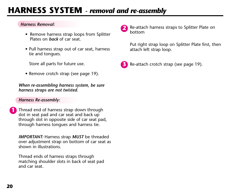 Harness system, Removal and re-assembly | Century Deluxe Series User Manual | Page 22 / 40