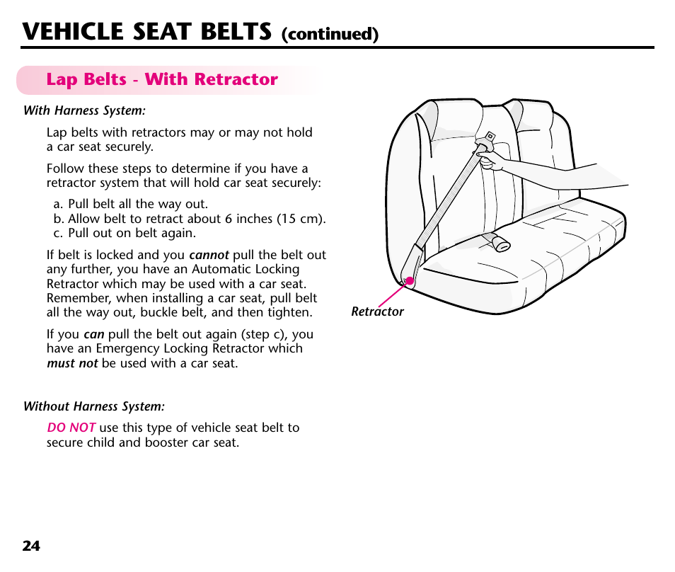 Vehicle seat belts | Century Deluxe Series User Manual | Page 26 / 40