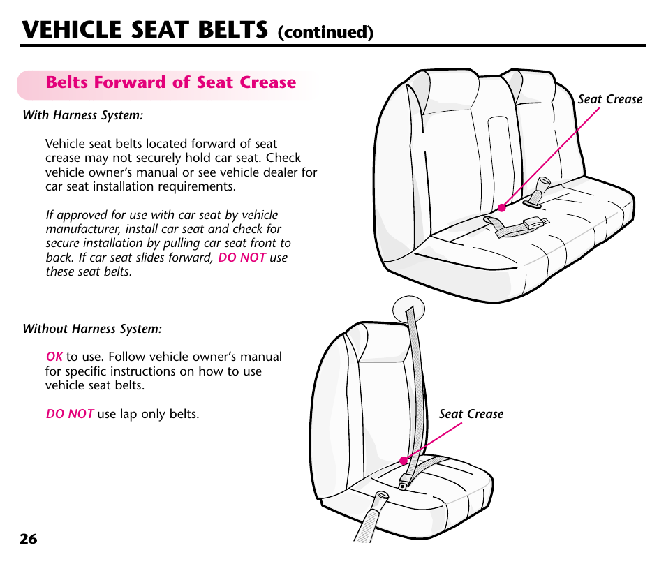 Vehicle seat belts | Century Deluxe Series User Manual | Page 28 / 40