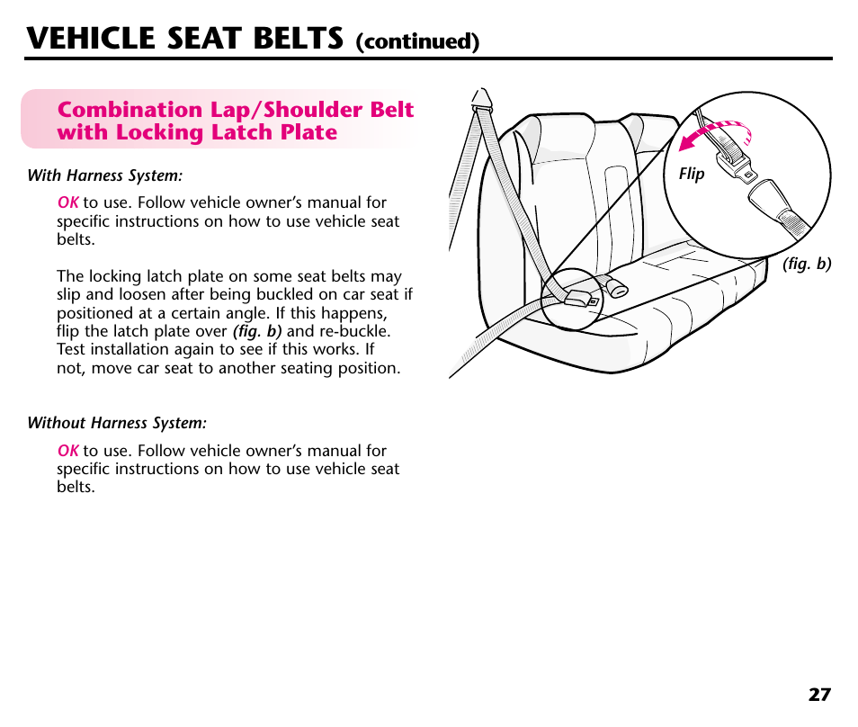 Vehicle seat belts | Century Deluxe Series User Manual | Page 29 / 40