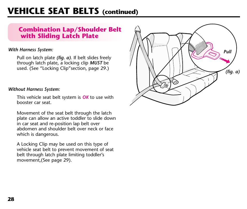 Vehicle seat belts | Century Deluxe Series User Manual | Page 30 / 40