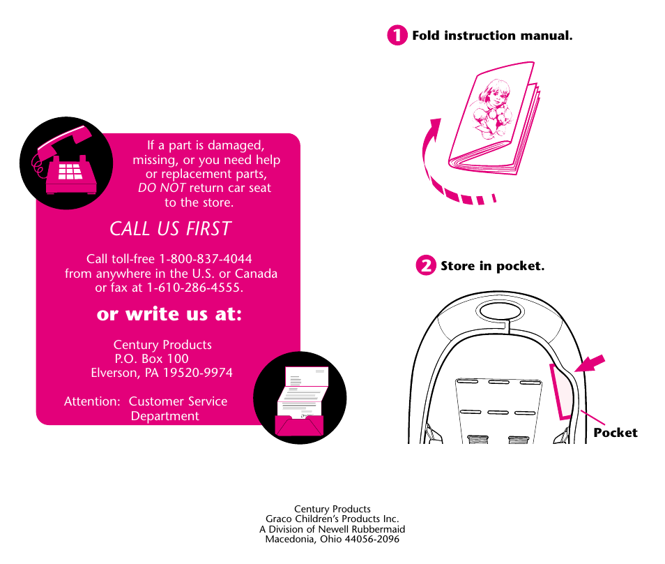 Call us first, Or write us at | Century Deluxe Series User Manual | Page 40 / 40