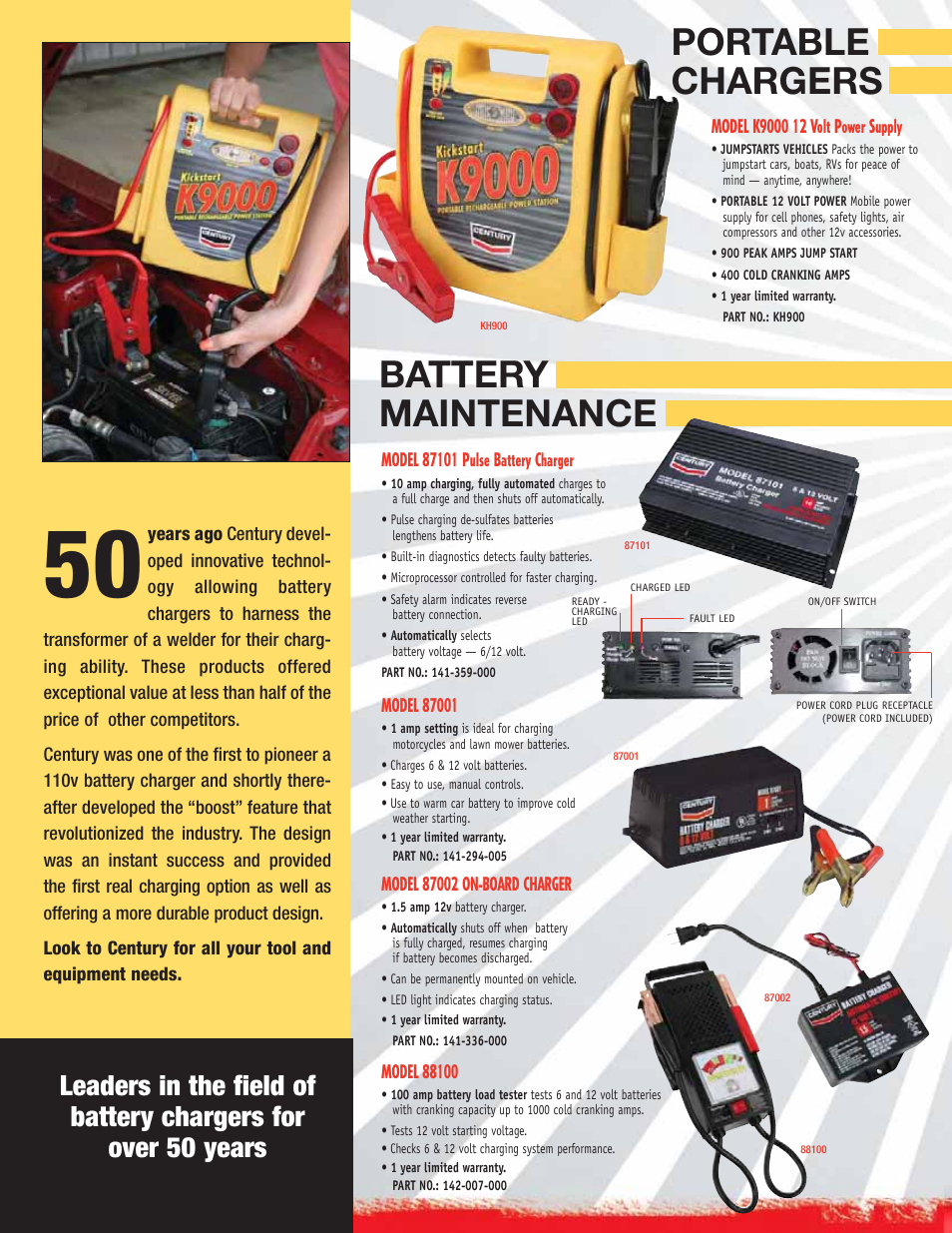 Portable chargers battery maintenance | Century 87001 User Manual | Page 2 / 4
