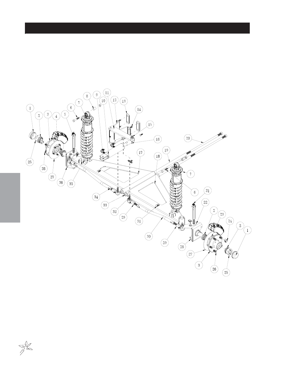 Front axle drawing | Smithco TCV 2200 Turf Truck (sn DT2200 – DT2212) Operator Manual User Manual | Page 26 / 56