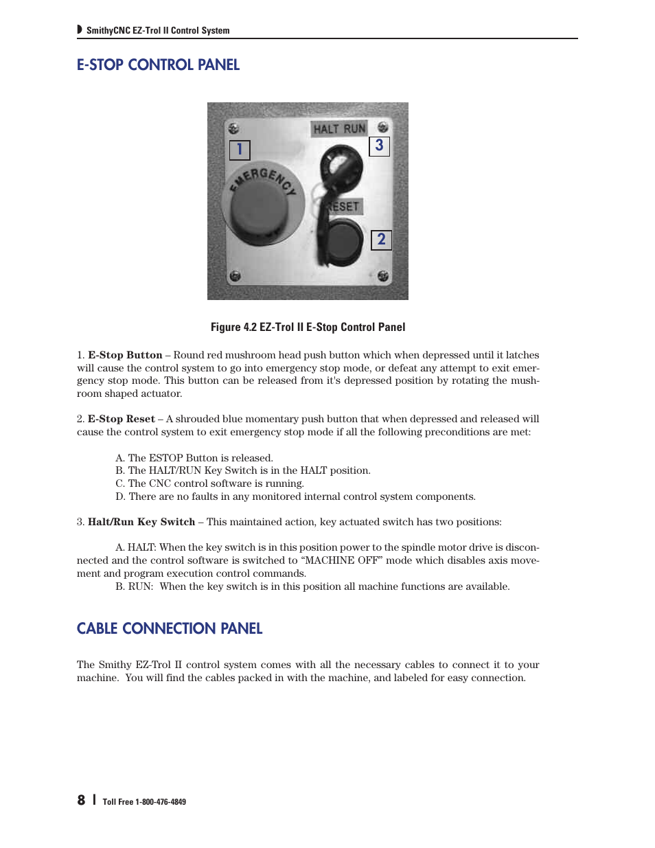 E-stop control panel, Cable connection panel | Smithy Ez-Trol2 User Manual | Page 14 / 83