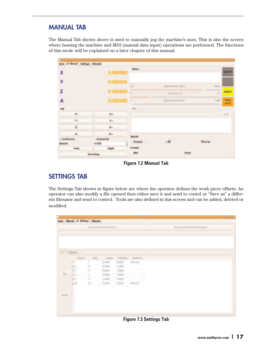 Manual tab, Settings tab | Smithy Ez-Trol2 User Manual | Page 23 / 83