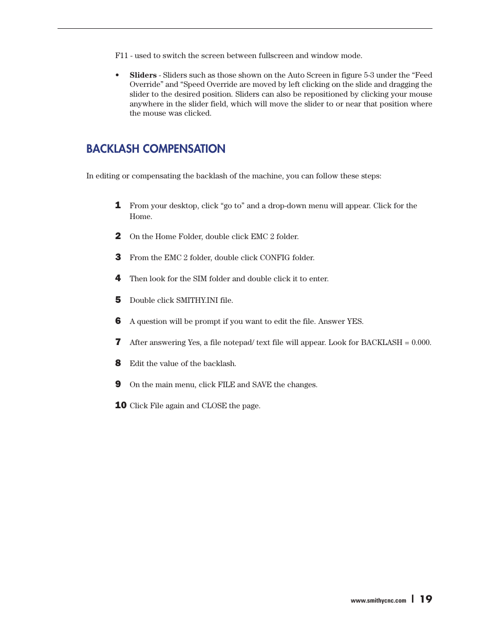 Backlash compensation | Smithy Ez-Trol2 User Manual | Page 25 / 83