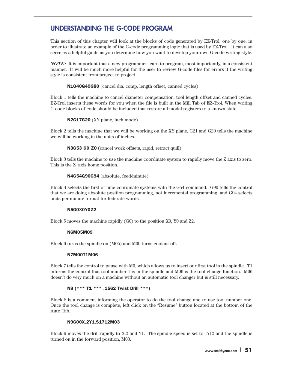 Understanding the g-code program | Smithy Ez-Trol2 User Manual | Page 57 / 83