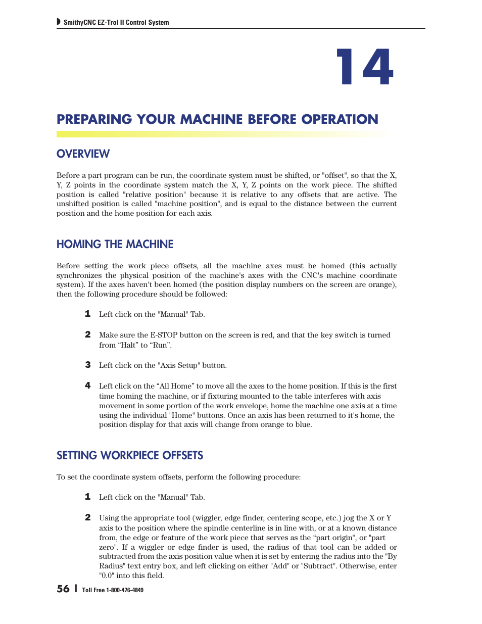 Preparing your machine before operation | Smithy Ez-Trol2 User Manual | Page 62 / 83