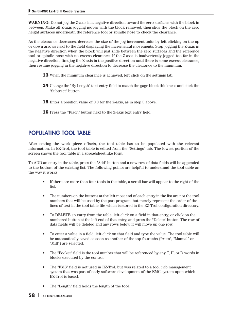 Populating tool table | Smithy Ez-Trol2 User Manual | Page 64 / 83