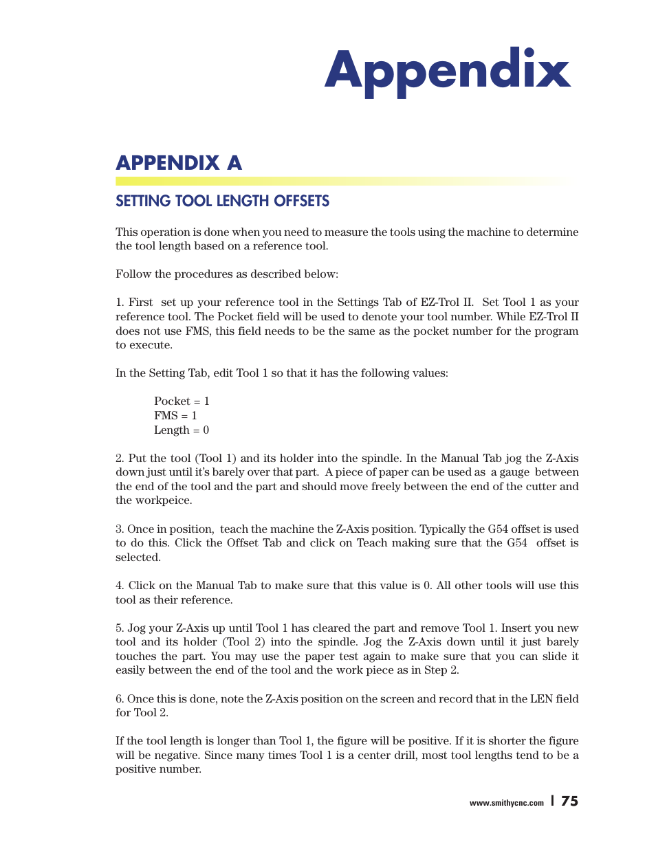 Appendix, Appendix a | Smithy Ez-Trol2 User Manual | Page 81 / 83