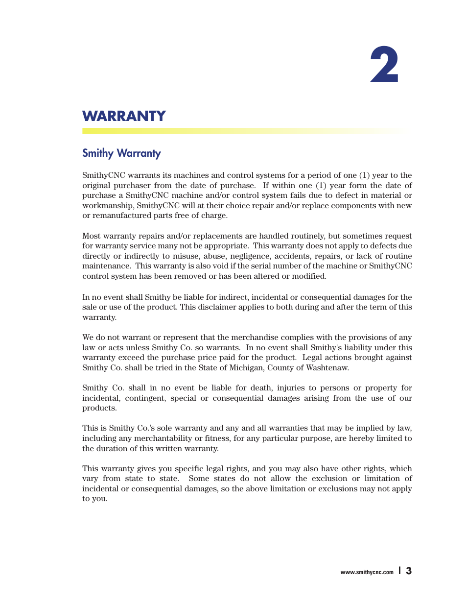 Warranty | Smithy Ez-Trol2 User Manual | Page 9 / 83