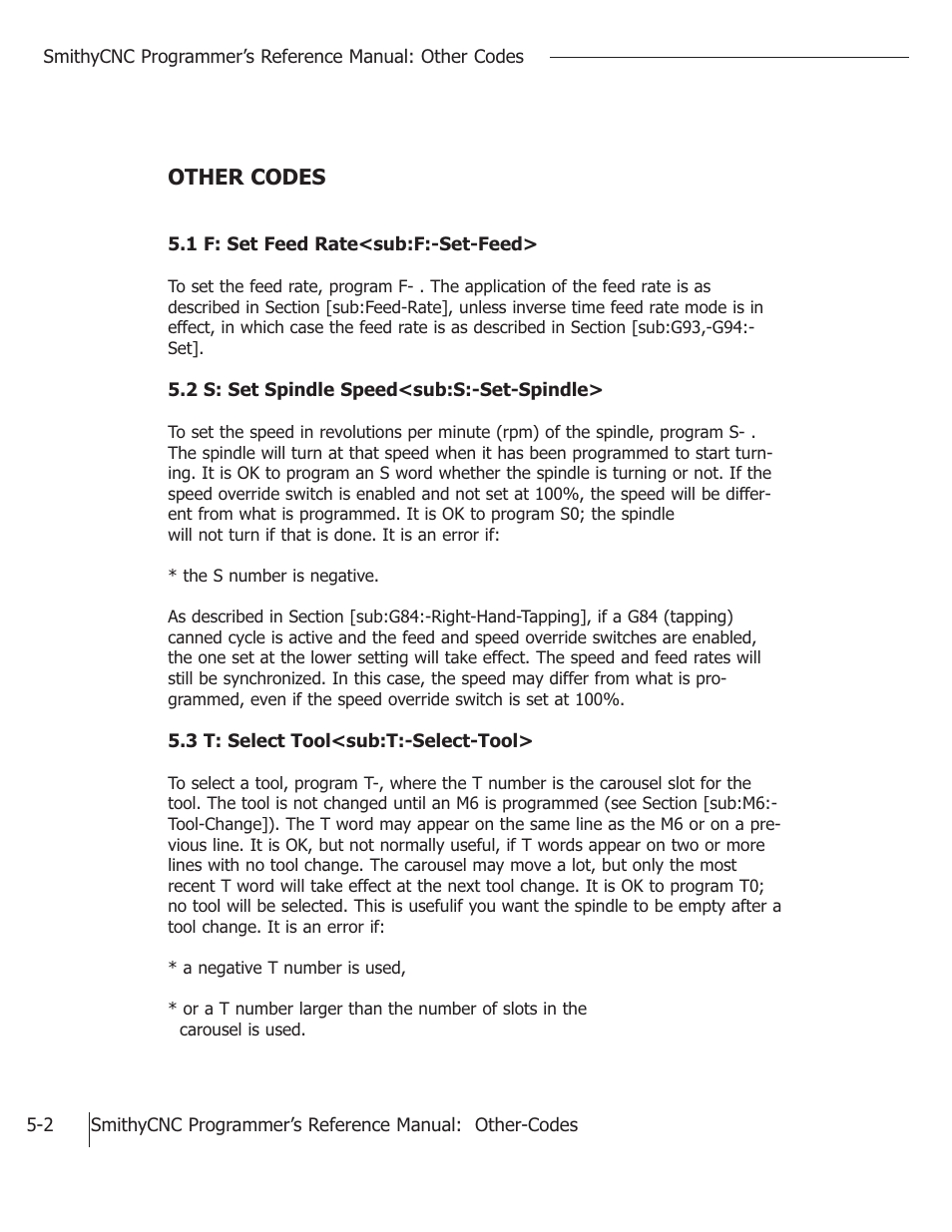 Other codes | Smithy CNC Mills User Manual | Page 64 / 120