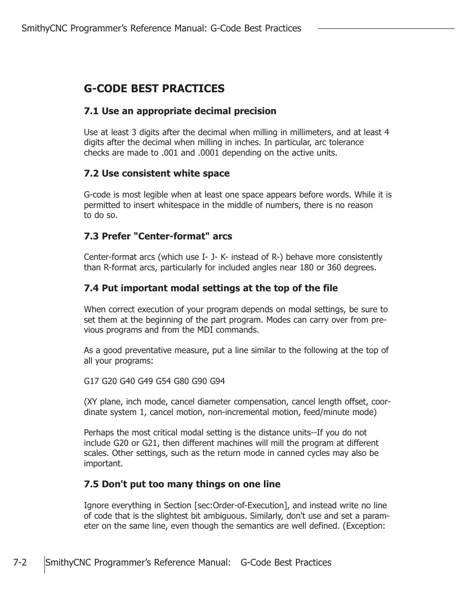 G-code best practices | Smithy CNC Mills User Manual | Page 70 / 120