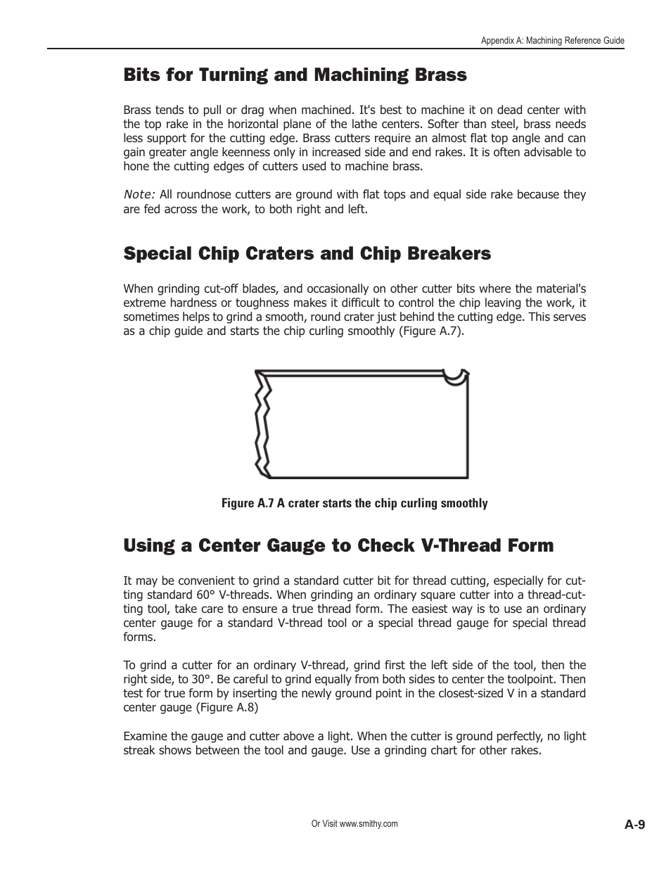 Bits for turning and machining brass, Special chip craters and chip breakers, Using a center gauge to check v-thread form | Smithy GN1300 User Manual | Page 111 / 123