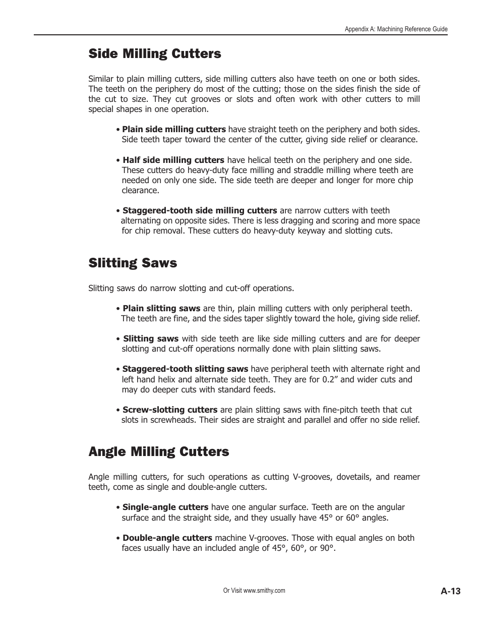 Side milling cutters, Slitting saws, Angle milling cutters | Smithy GN1300 User Manual | Page 115 / 123