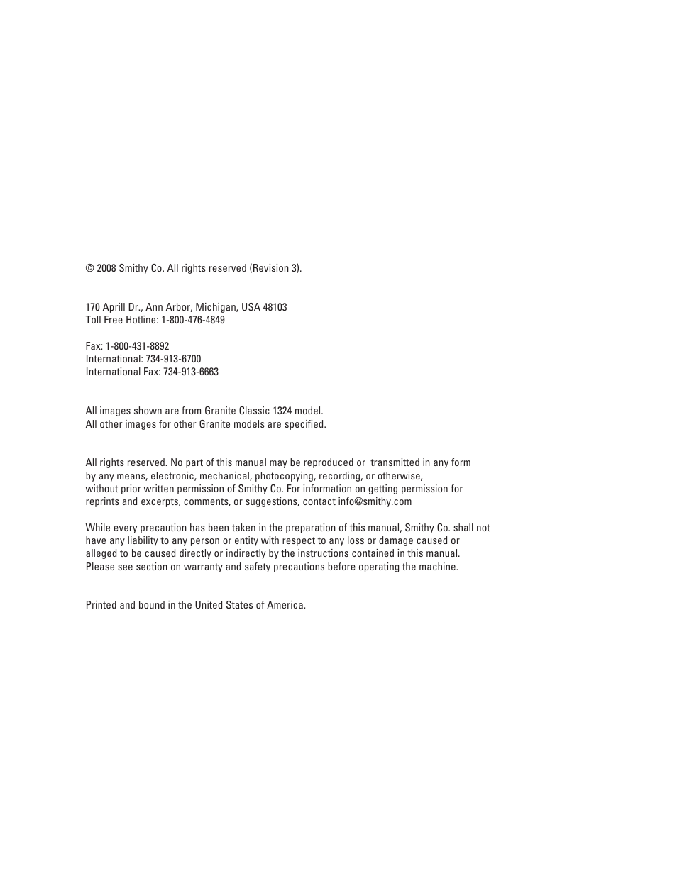 Smithy GN1300 User Manual | Page 2 / 123
