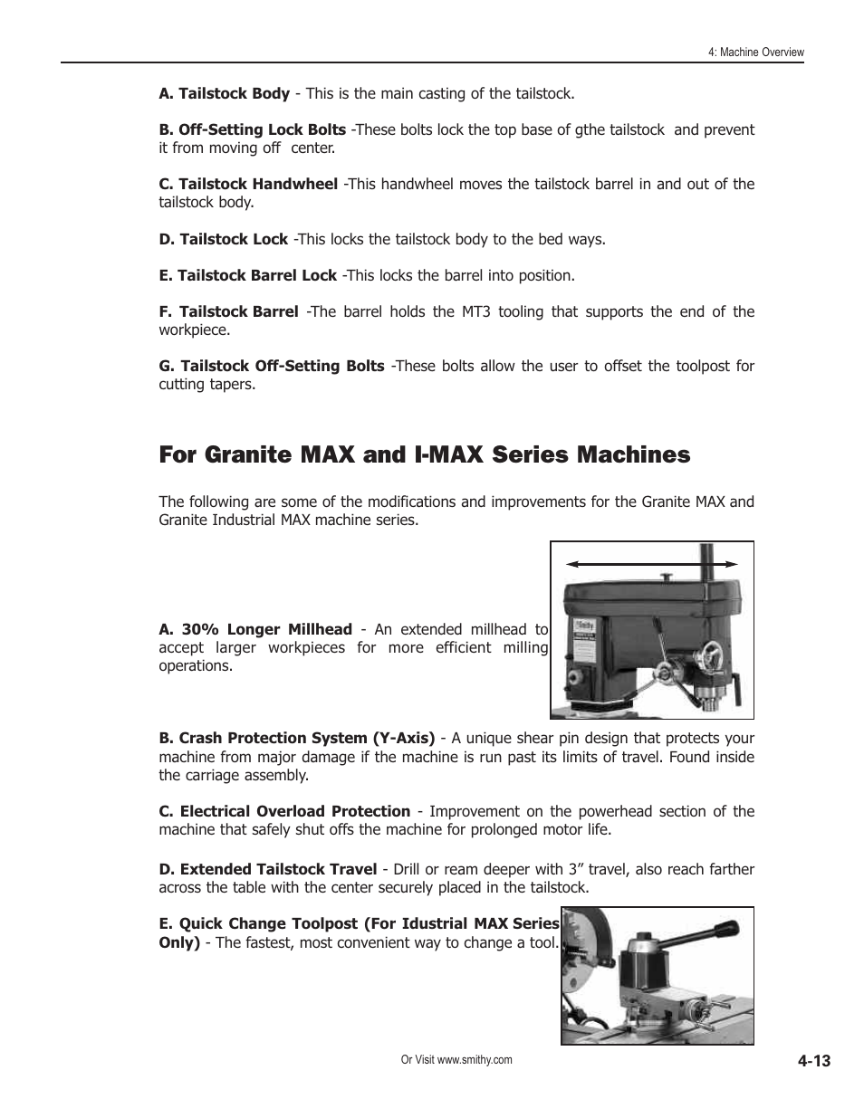 For granite max and i-max series machines | Smithy GN1300 User Manual | Page 30 / 123