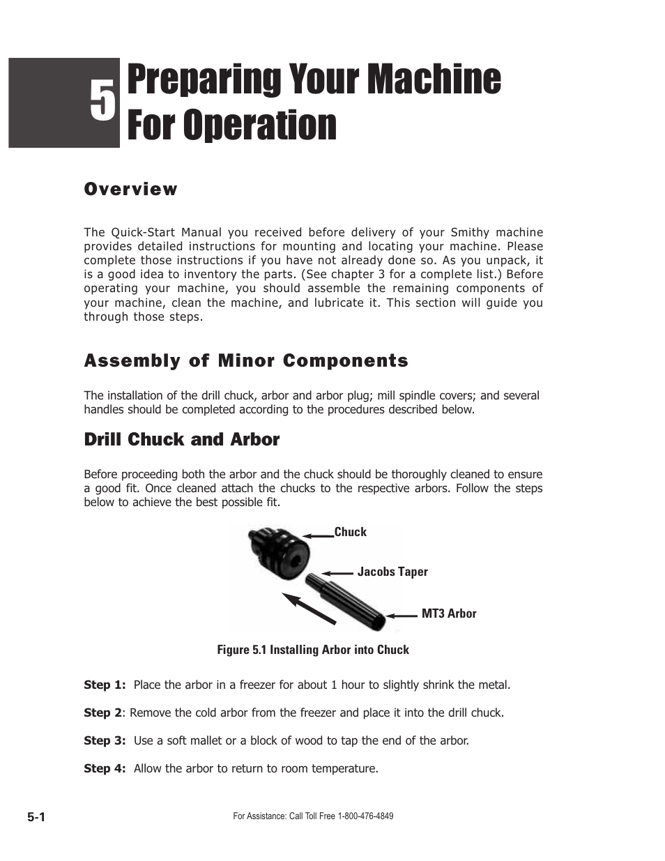Preparing your machine for operation, Overview, Assembly of minor components | Drill chuck and arbor | Smithy GN1300 User Manual | Page 31 / 123