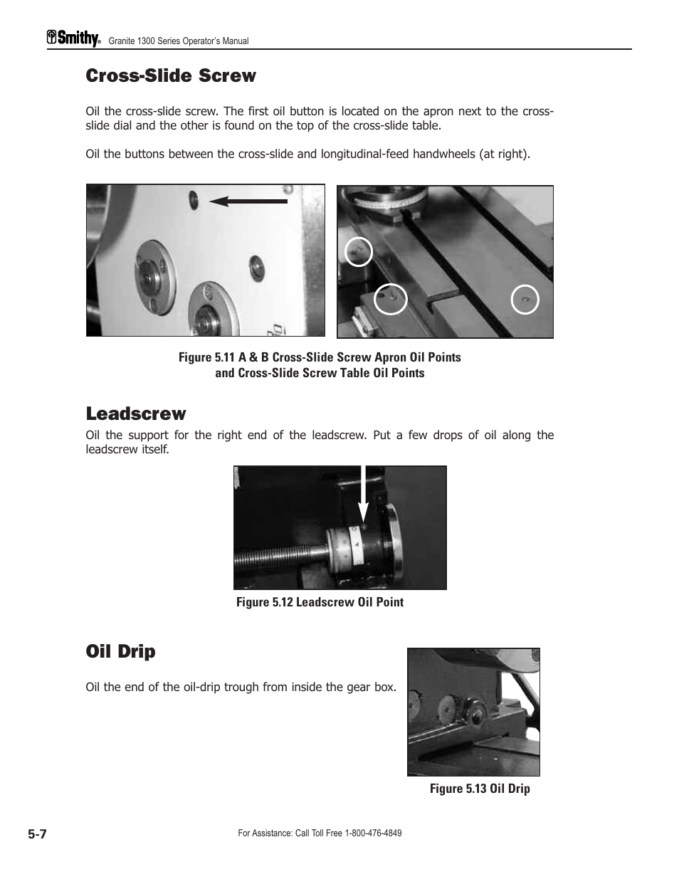 Cross-slide screw, Leadscrew, Oil drip | Smithy GN1300 User Manual | Page 37 / 123