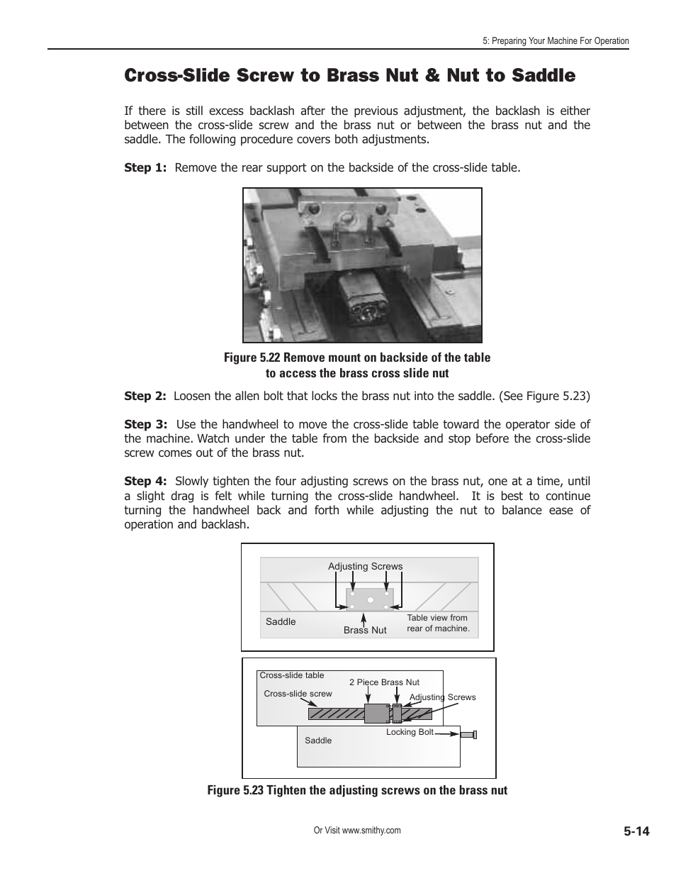 Cross-slide screw to brass nut & nut to saddle | Smithy GN1300 User Manual | Page 44 / 123