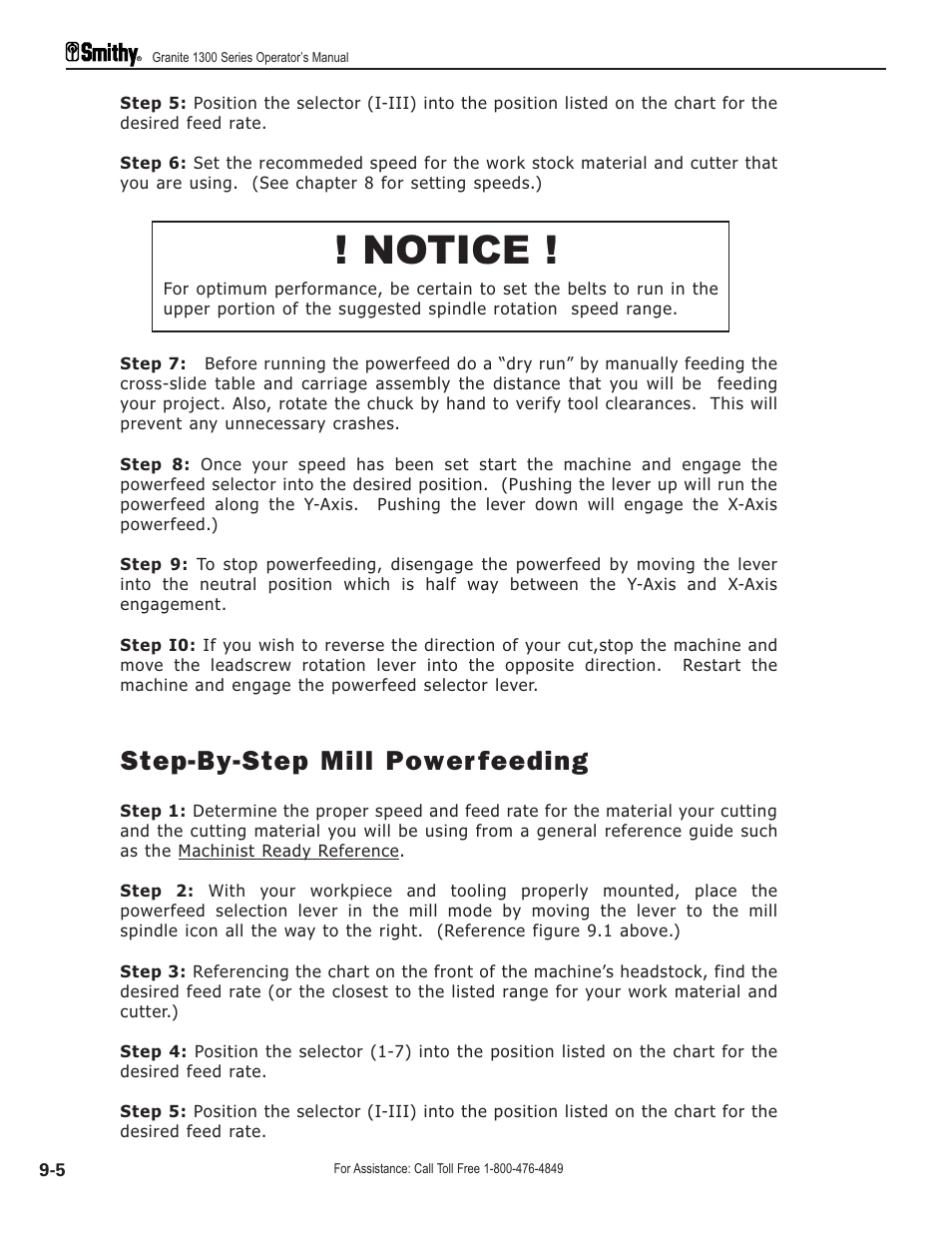 Notice, Step-by-step mill power feeding | Smithy GN1300 User Manual | Page 77 / 123
