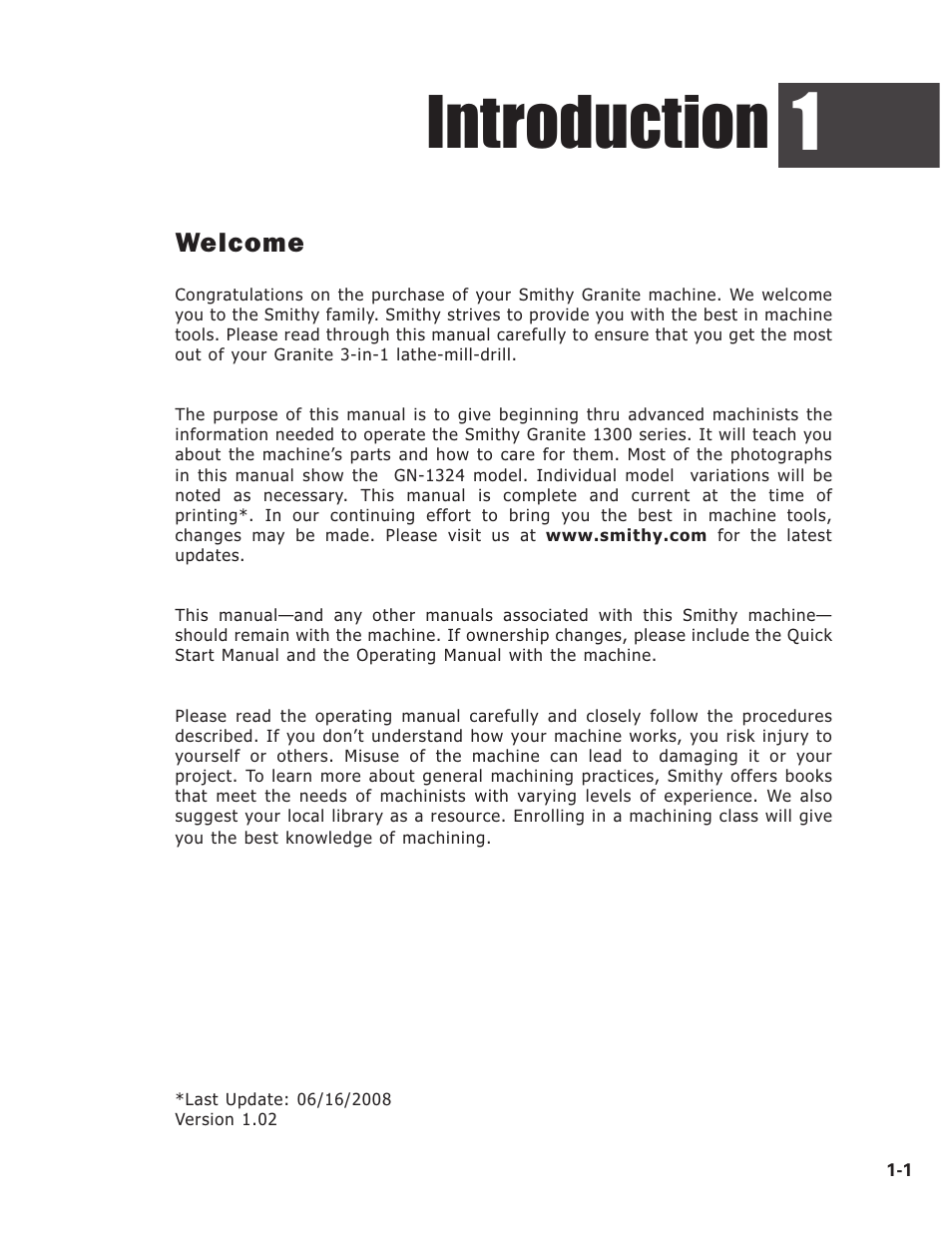 Introduction, Welcome | Smithy GN1300 User Manual | Page 8 / 123