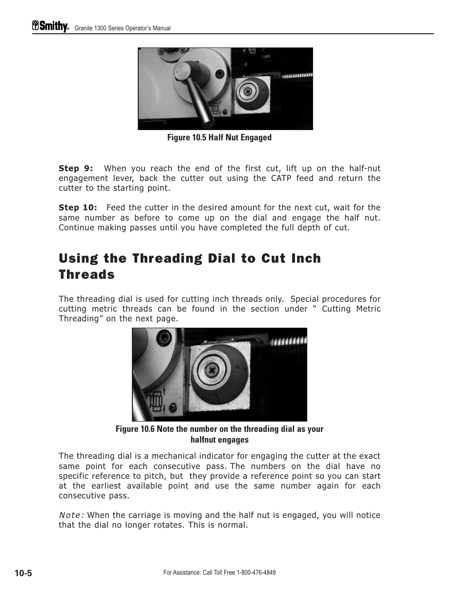 Using the threading dial to cut inch threads | Smithy GN1300 User Manual | Page 83 / 123