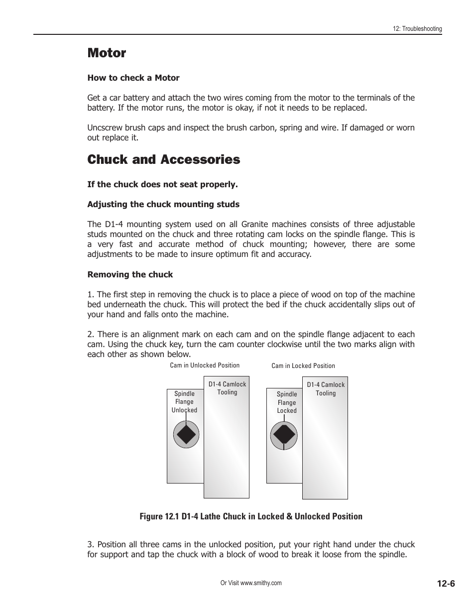 Motor, Chuck and accessories | Smithy GN1300 User Manual | Page 92 / 123