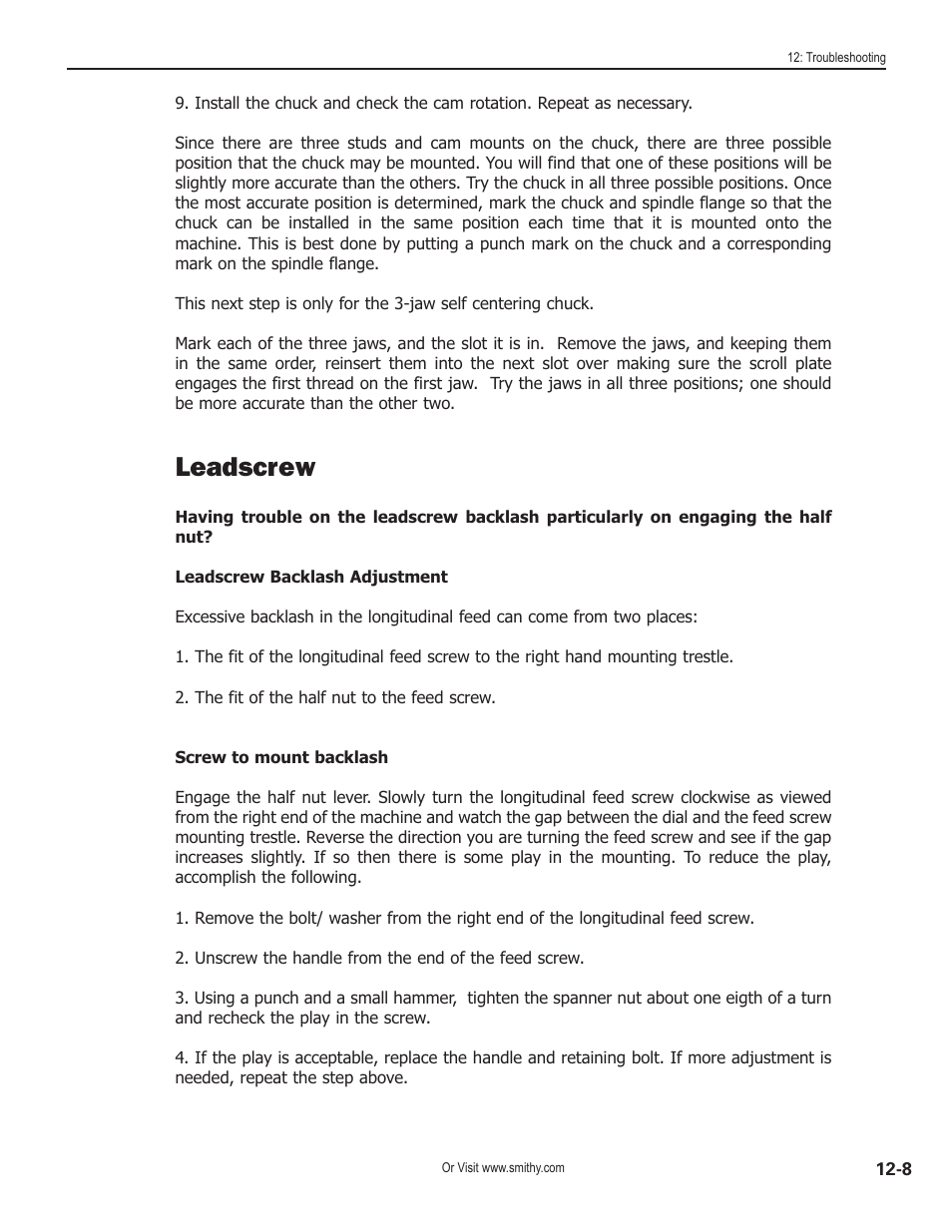 Leadscrew | Smithy GN1300 User Manual | Page 94 / 123