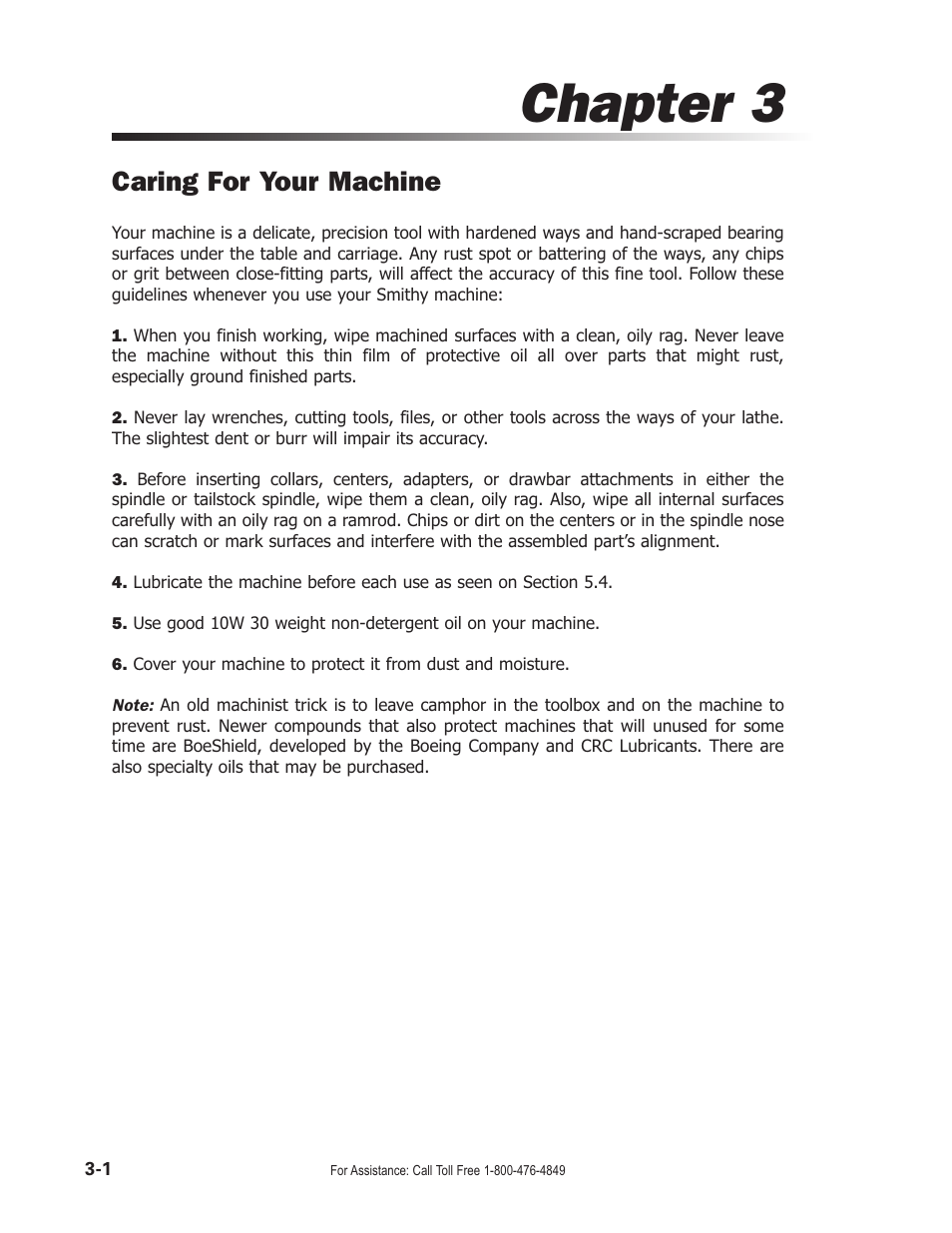 Chapter 3, Caring for your machine | Smithy Midas 1220 LTD User Manual | Page 16 / 105