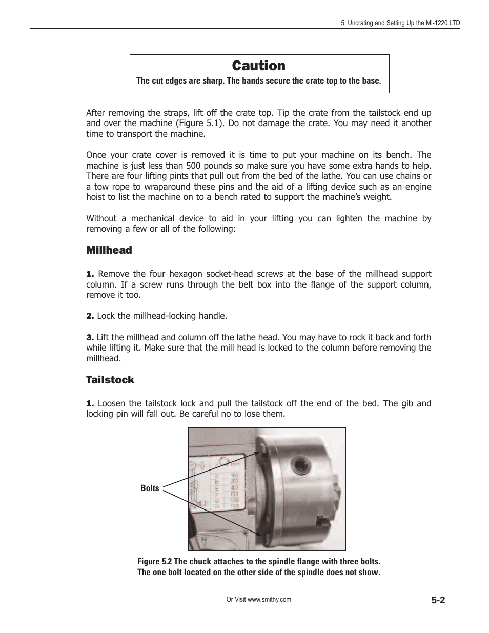 Caution, Millhead, Tailstock | Smithy Midas 1220 LTD User Manual | Page 21 / 105