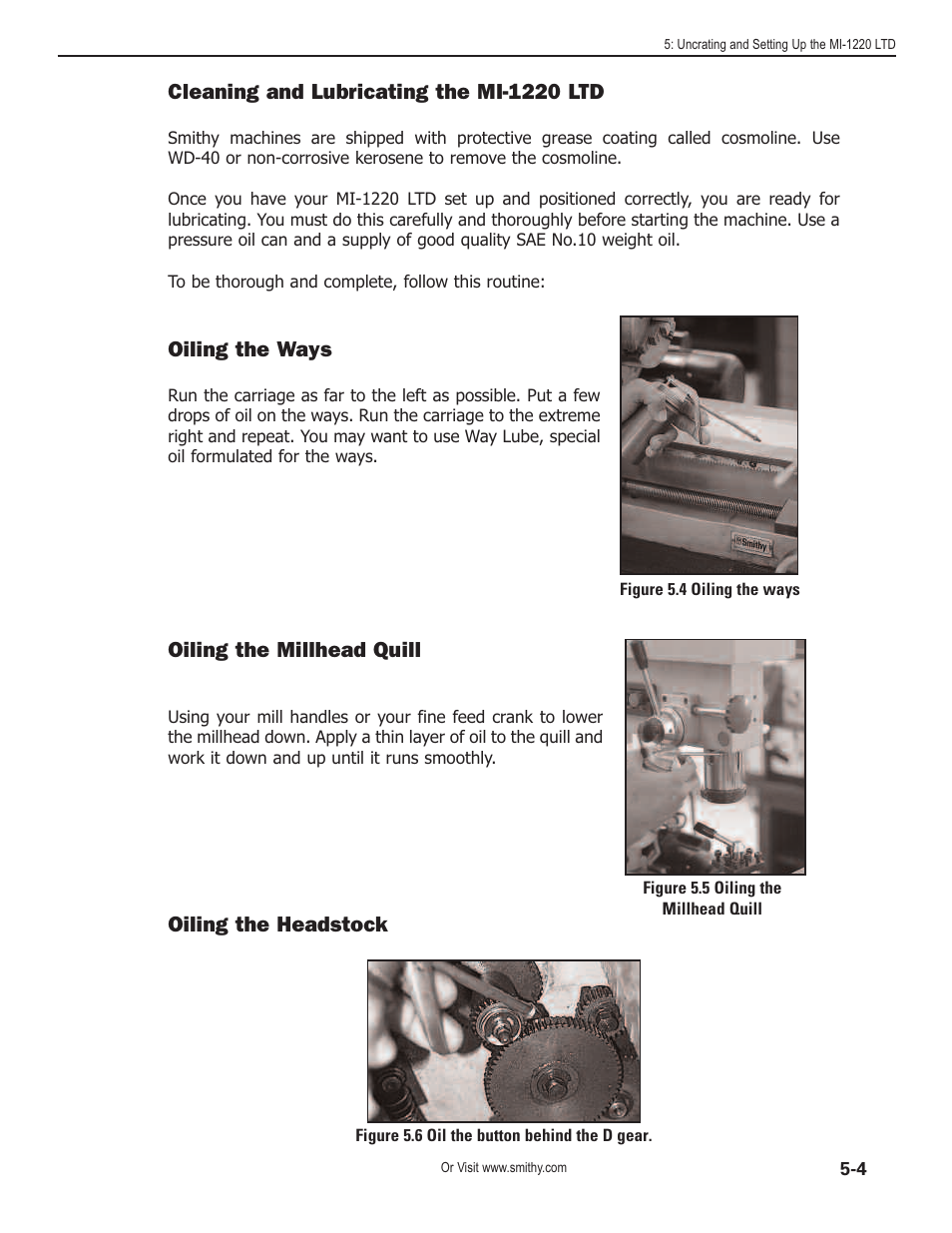 Cleaning and lubricating the mi-1220 ltd, Oiling the ways, Oiling the millhead quill | Oiling the headstock | Smithy Midas 1220 LTD User Manual | Page 23 / 105