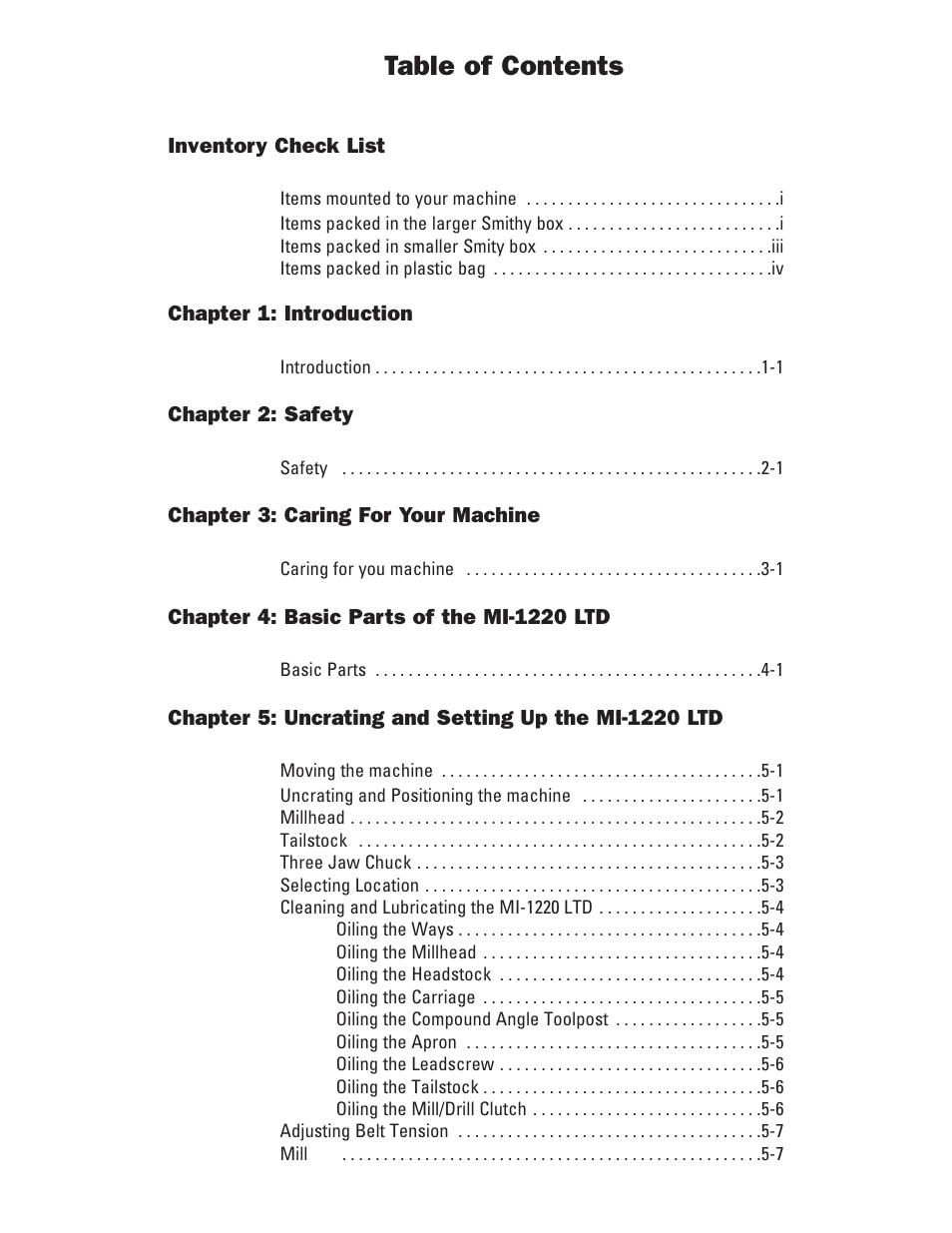 Smithy Midas 1220 LTD User Manual | Page 3 / 105