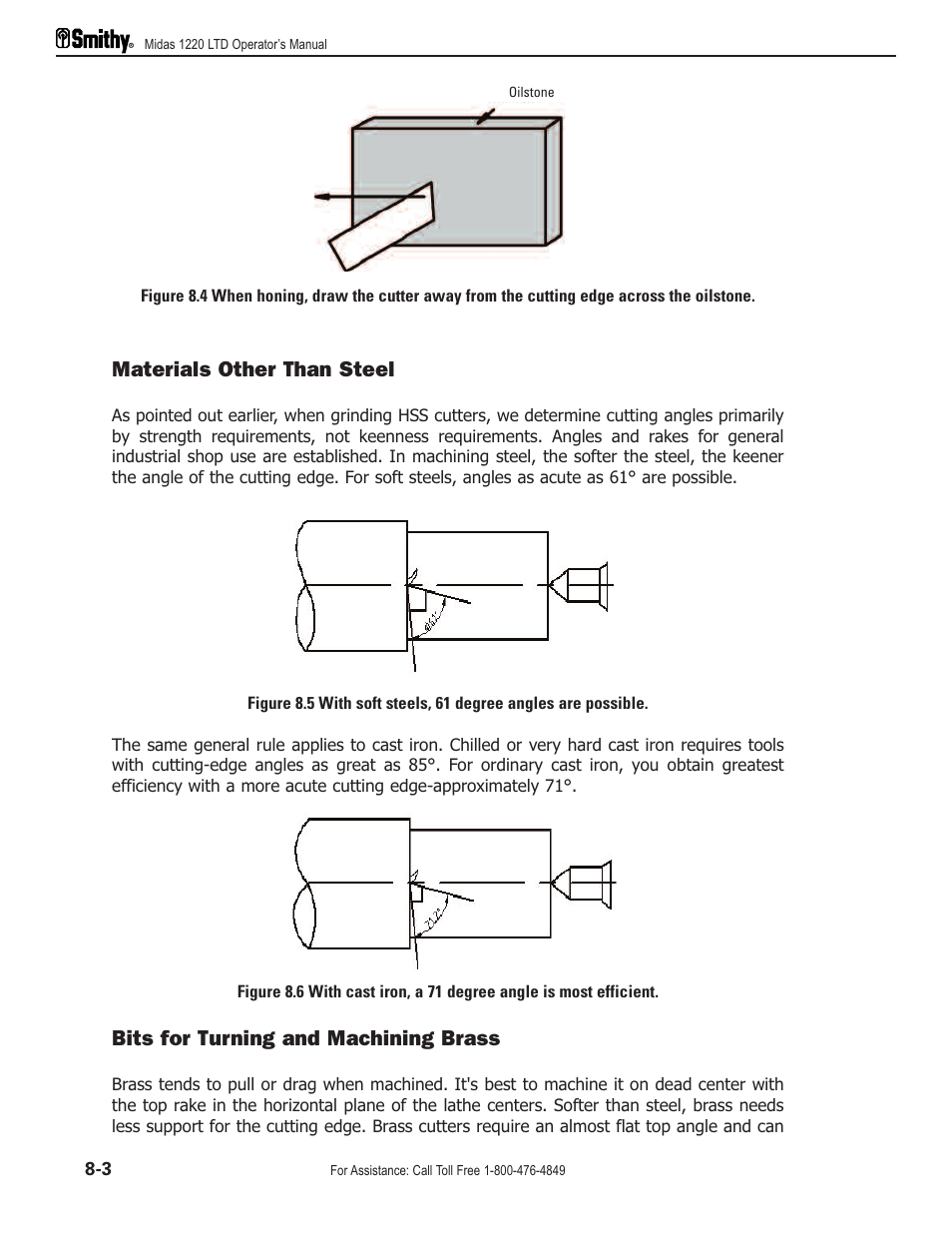Materials other than steel, Bits for turning and machining brass | Smithy Midas 1220 LTD User Manual | Page 38 / 105