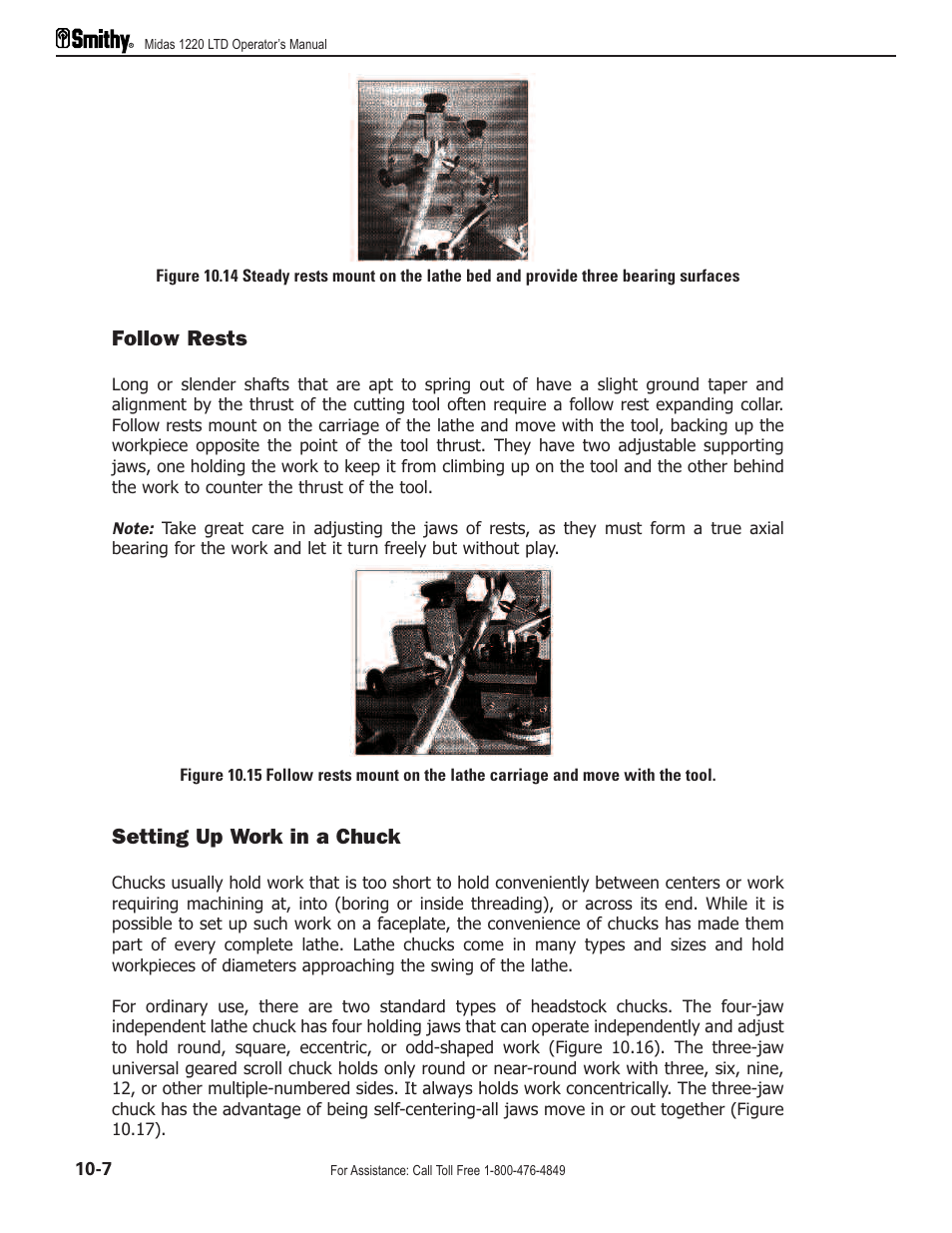 Follow rests, Setting up work in a chuck | Smithy Midas 1220 LTD User Manual | Page 50 / 105