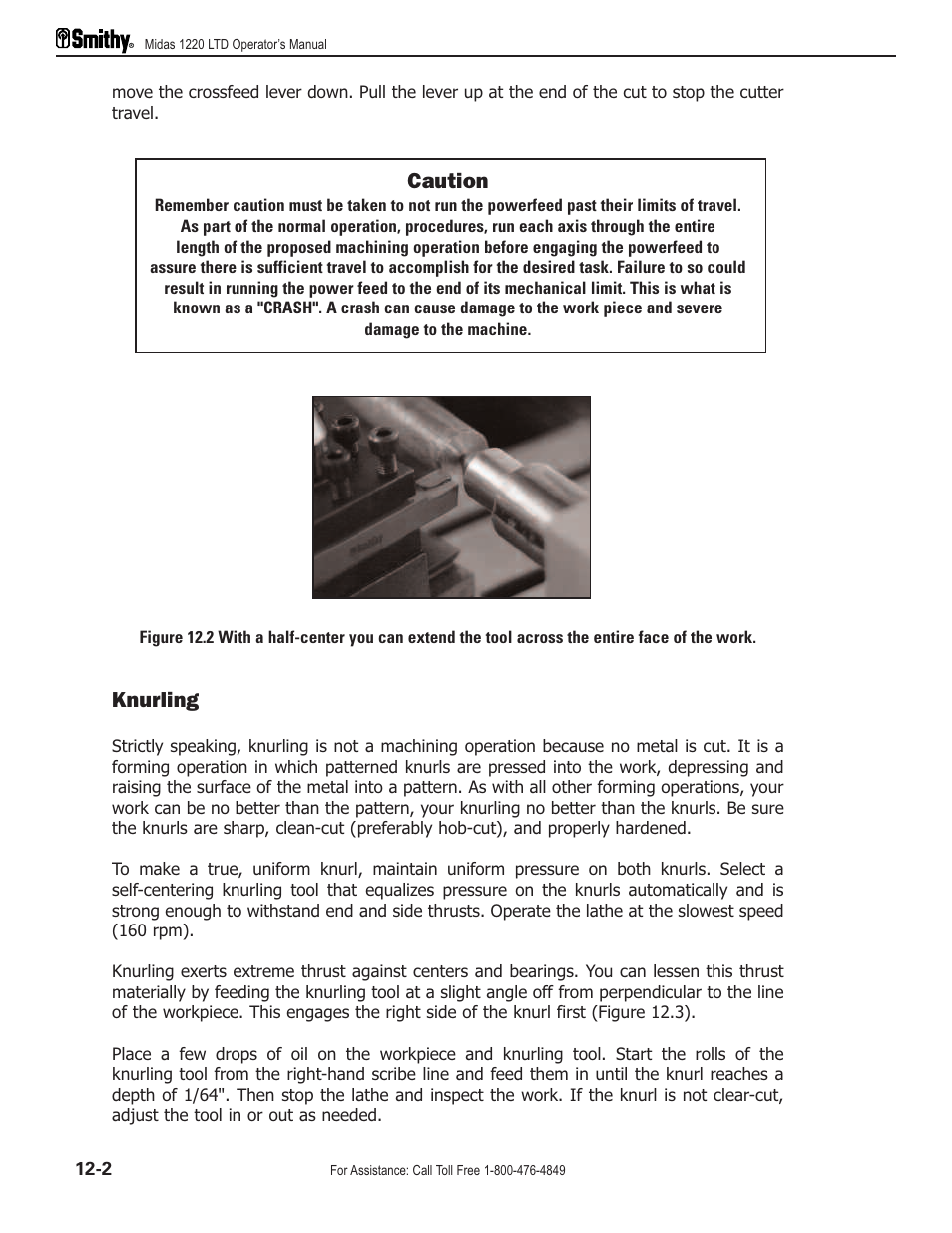 Caution, Knurling | Smithy Midas 1220 LTD User Manual | Page 62 / 105