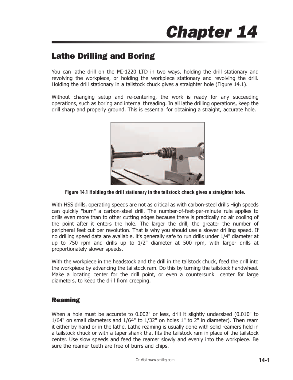 Chapter 14, Lathe drilling and boring | Smithy Midas 1220 LTD User Manual | Page 65 / 105