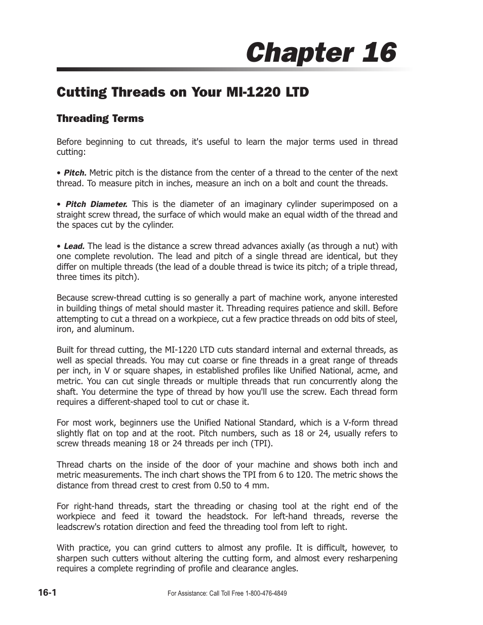 Chapter 16, Cutting threads on your mi-1220 ltd | Smithy Midas 1220 LTD User Manual | Page 72 / 105
