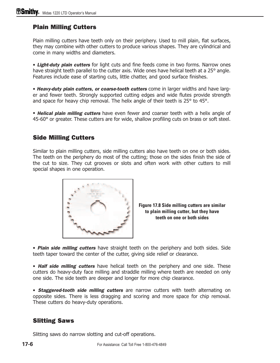 Plain milling cutters, Side milling cutters, Slitting saws | Smithy Midas 1220 LTD User Manual | Page 84 / 105