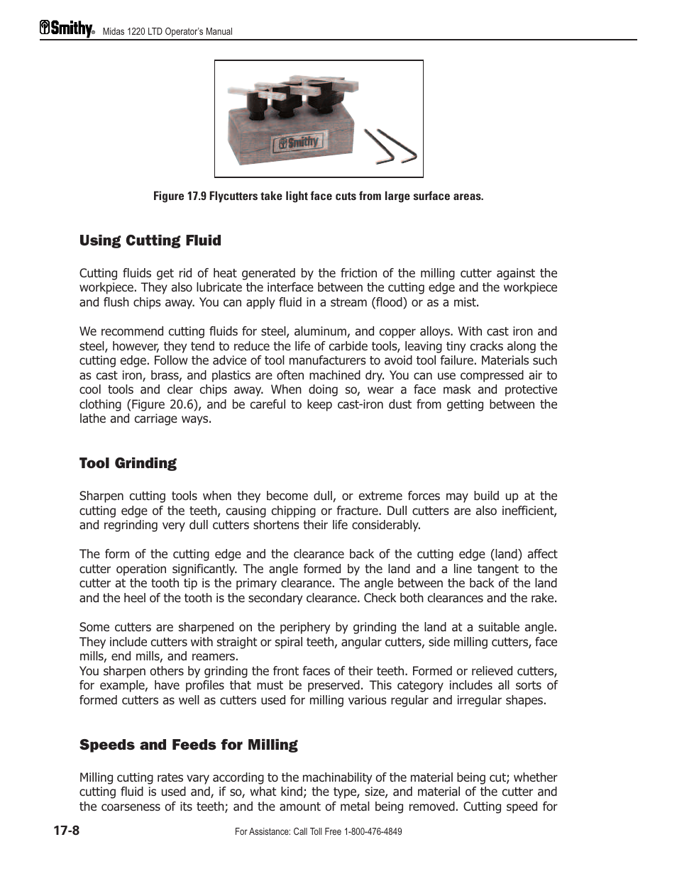 Using cutting fluid, Tool grinding, Speeds and feeds for milling | Smithy Midas 1220 LTD User Manual | Page 86 / 105