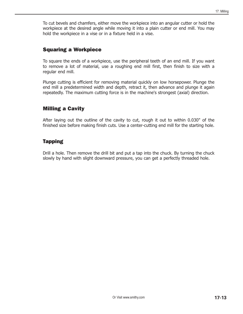 Squaring a workpiece, Milling a cavity, Tapping | Smithy Midas 1220 LTD User Manual | Page 91 / 105