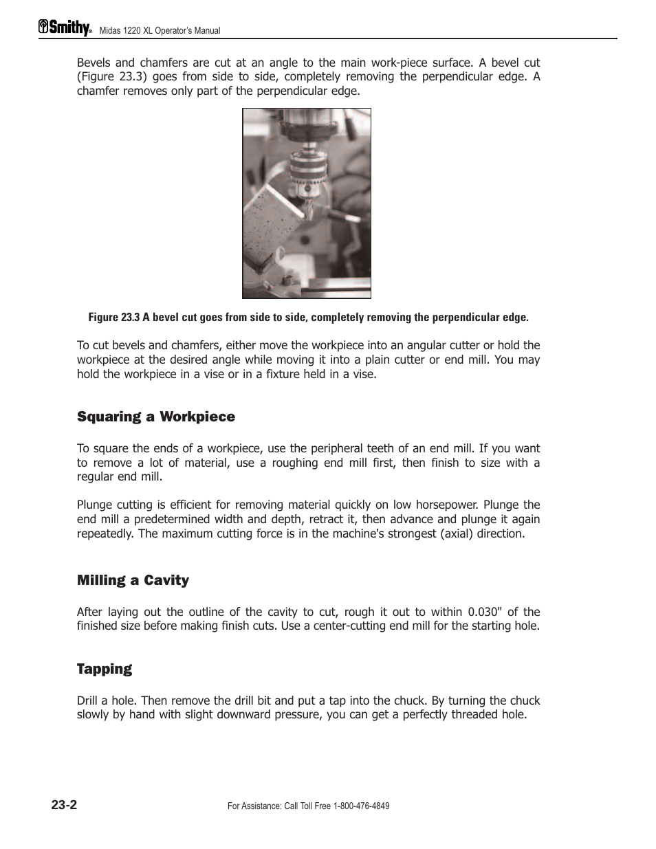 Squaring a workpiece, Milling a cavity, Tapping | Smithy Midas 1220 XL User Manual | Page 100 / 115