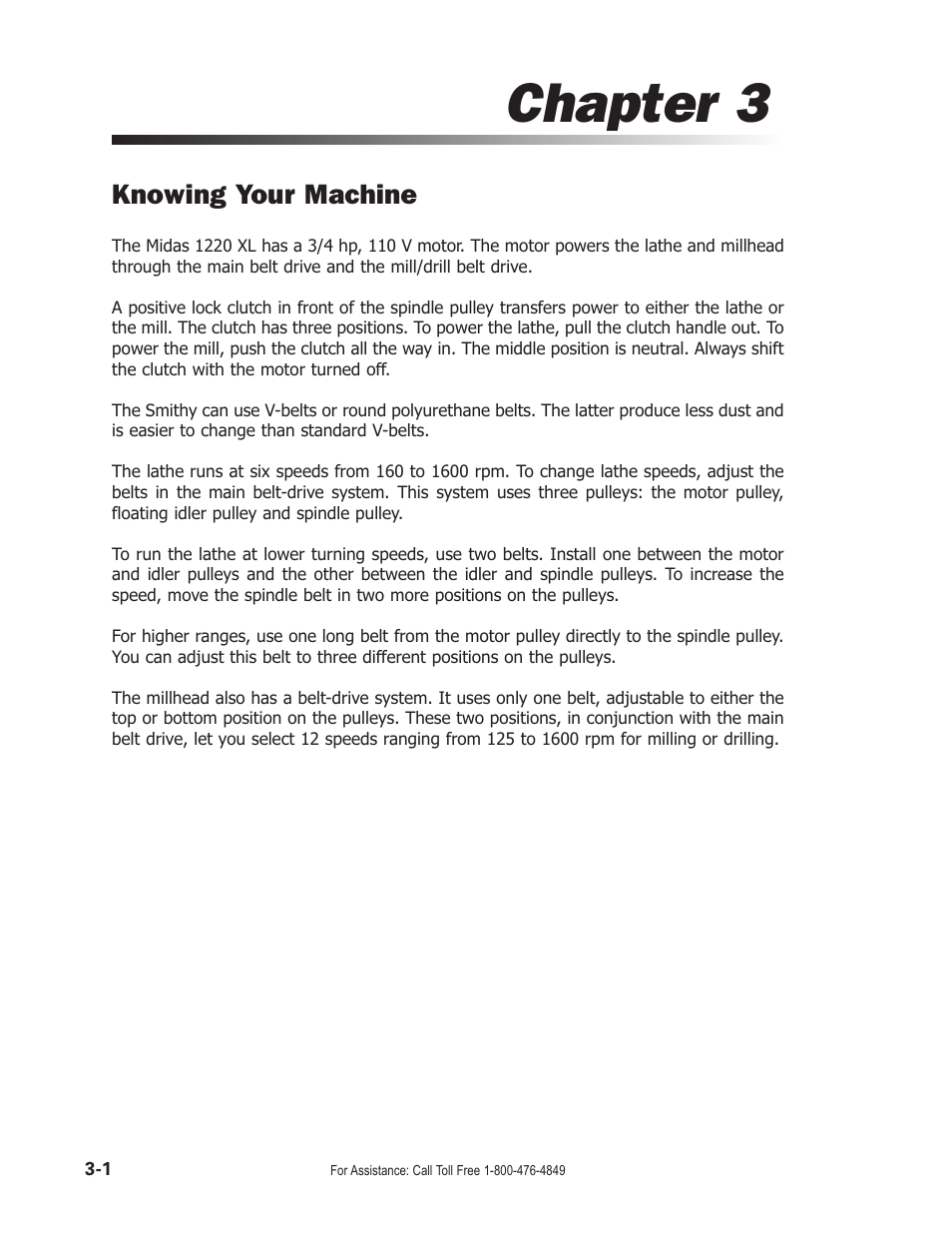 Chapter 3, Knowing your machine | Smithy Midas 1220 XL User Manual | Page 14 / 115
