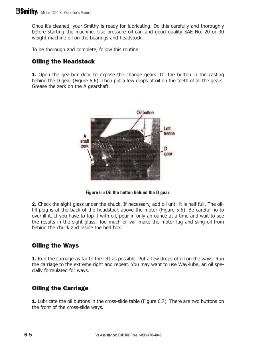 Oiling the headstock, Oiling the ways, Oiling the carriage | Smithy Midas 1220 XL User Manual | Page 26 / 115