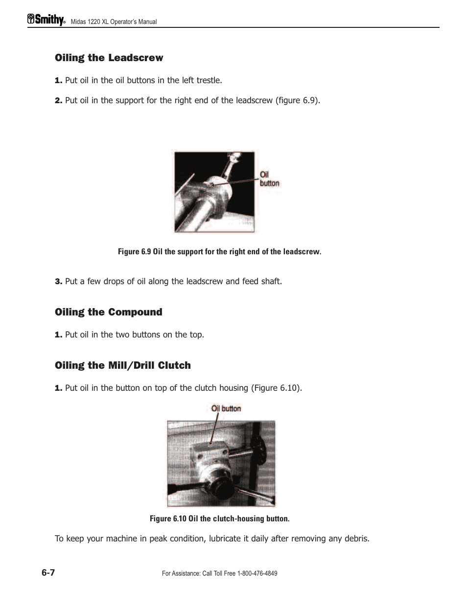 Oiling the leadscrew, Oiling the compound, Oiling the mill/drill clutch | Smithy Midas 1220 XL User Manual | Page 28 / 115