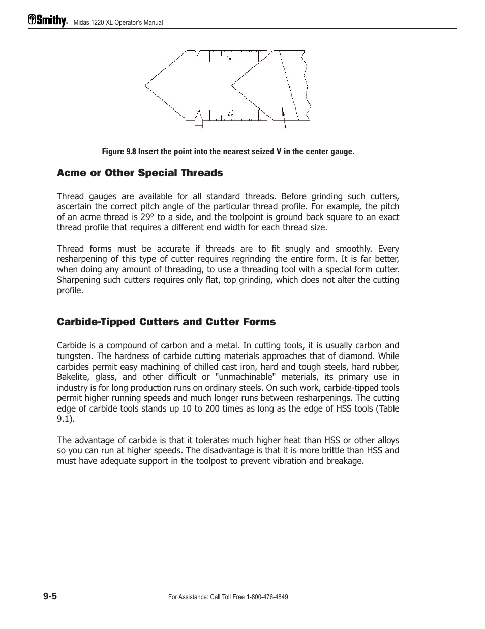 Acme or other special threads, Carbide-tipped cutters and cutter forms | Smithy Midas 1220 XL User Manual | Page 46 / 115